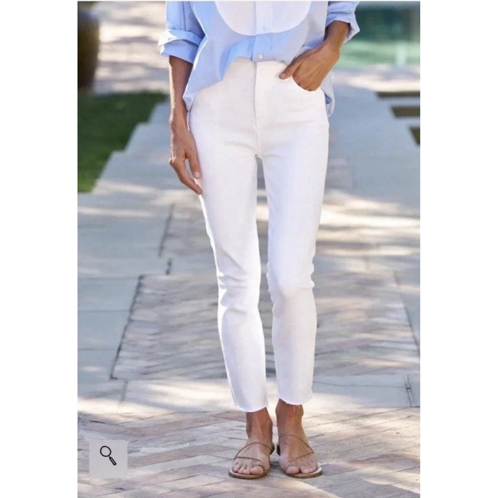 Frank & Eileen Derry Signature Jean White Sz 29‎ Raw Hem Classic Slim Straight